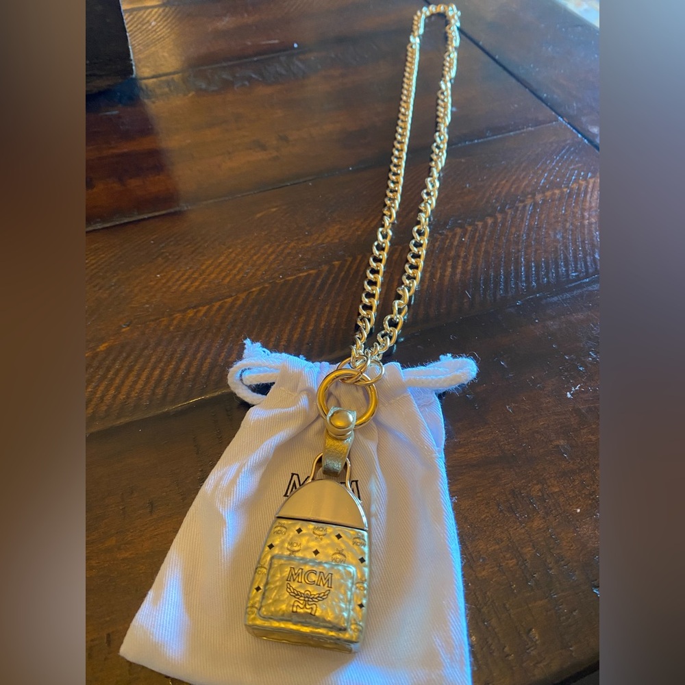 MCM Inter Parfum Key Chain Necklace Charm Gold